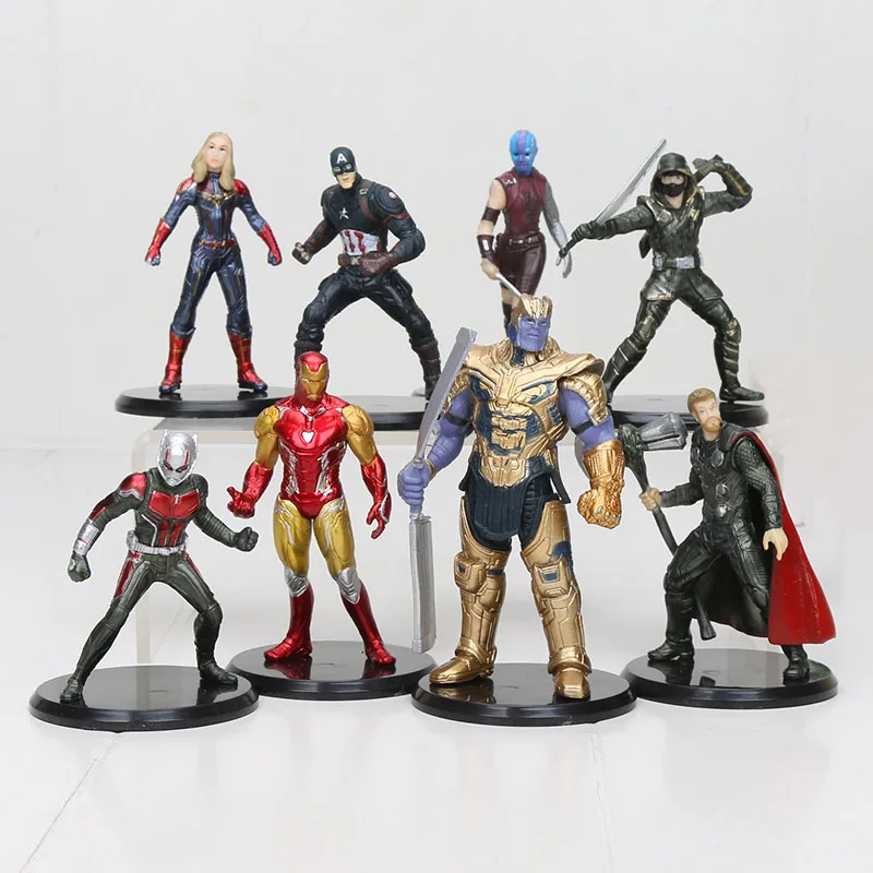 8pcs Marvel Toys Avengers Endgame PVC Action Figures Set - Spiderman, Ronin, Ironman, Captain Marvel, Thanos, Ant-Man - 8-11cm Model Doll image 2