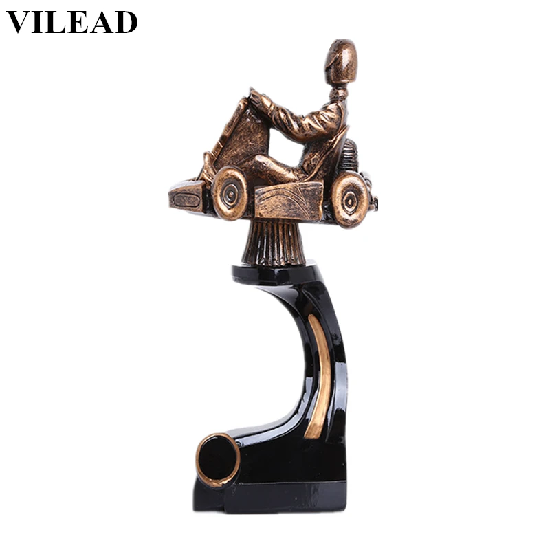 

VILEAD 9'' Height Resin Racing Trophy Figurines Creative Car Racing Souvenirs Modern Home Decor Ornament Gift for Kids Children