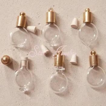 

5mm Mixed style imitate crystal glass vial/rice bottle +gold cap+rubber plug (need glue)/#ndt