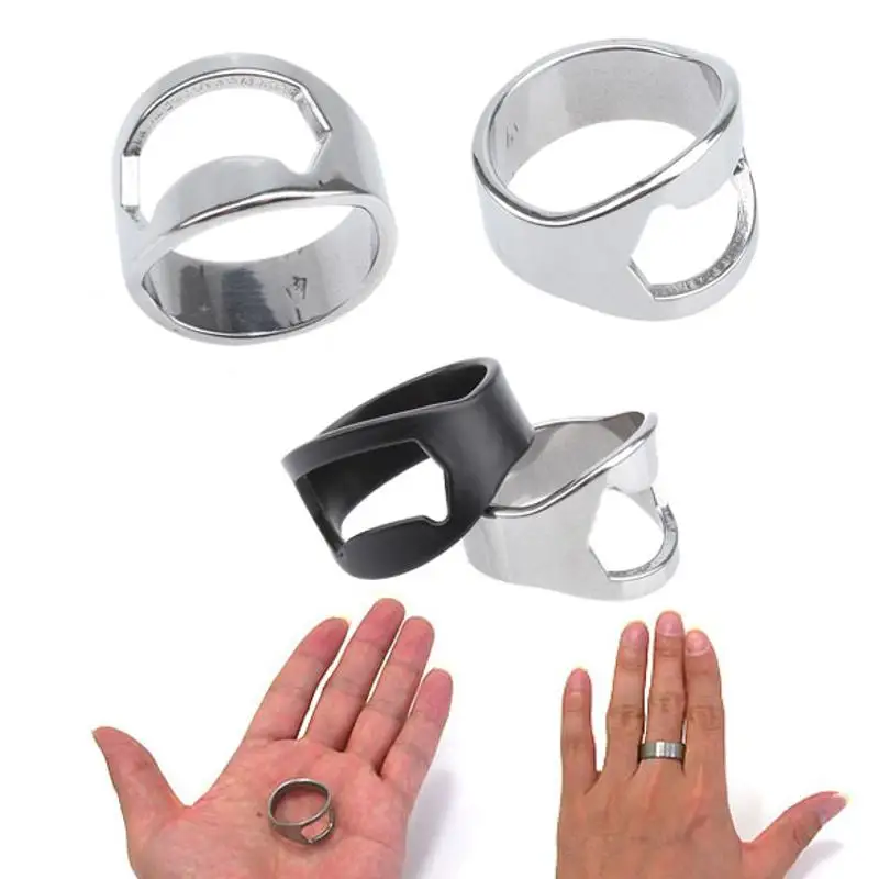 Stainless Steel Finger Ring Beer Bottle Beverage Opener 2pcs Set In Hotsale 2 Sizes - Foto 7