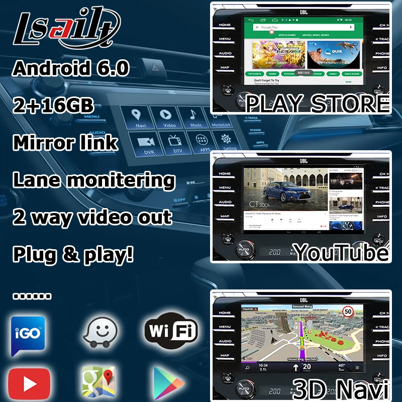 Lsailt Android navegación GPS para Toyota Camry Touch 3 modelo Panasonic caja de interfaz de vídeo con opción carplay