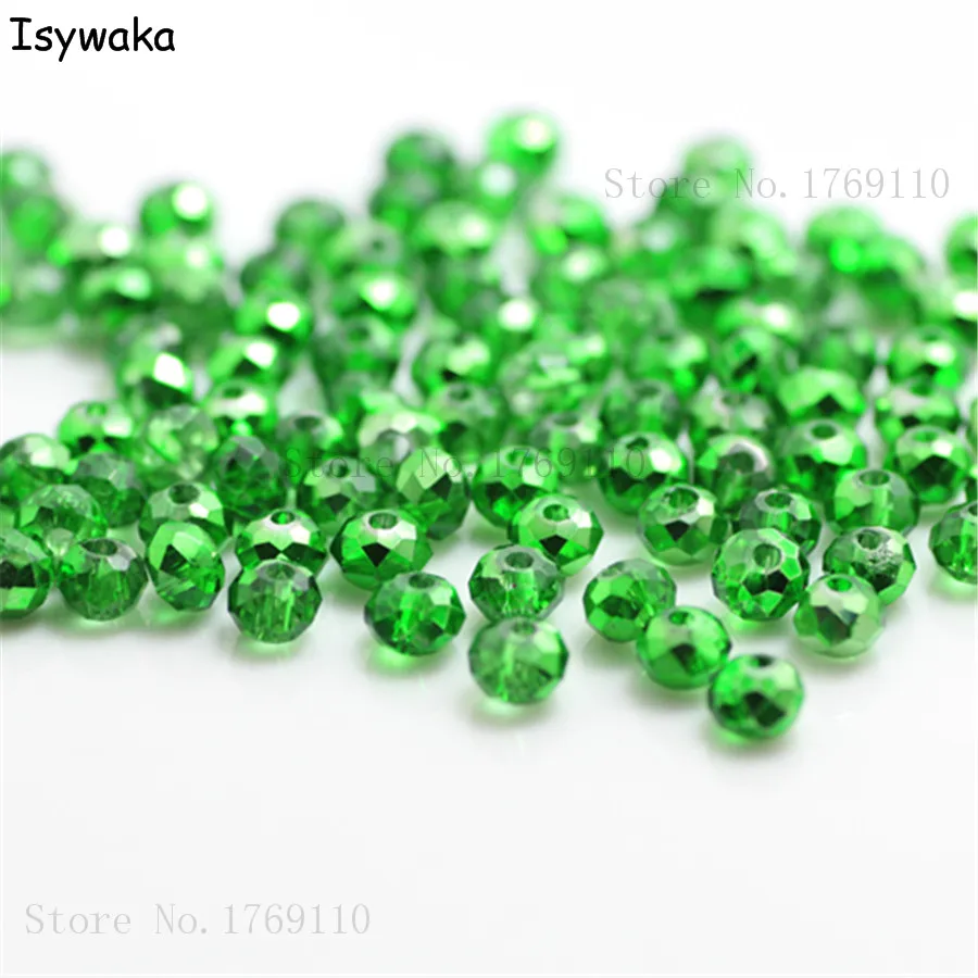 

Isywaka New Light Green Colors 4mm 145pcs Rondelle Austria faceted Crystal Glass Beads Loose Spacer Round Beads Jewelry Making