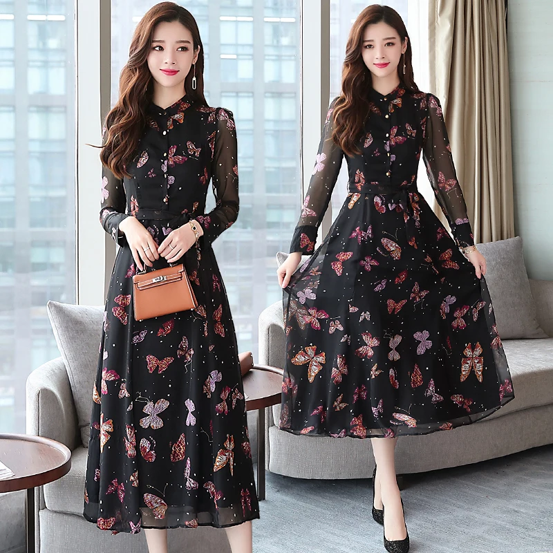 8653 2018 Autumn New Korea Women Fashion Elegant Long sleeved O neck