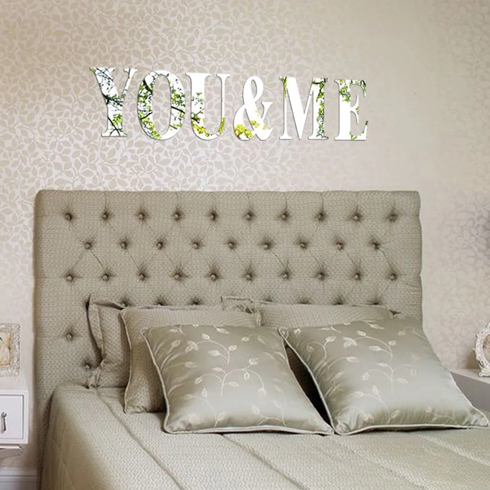 

mirror wall stickers acrylic Mirror Wall Sticker 26 Letters DIY Art Mural Home Decor Acrylic Decals Silver L0325