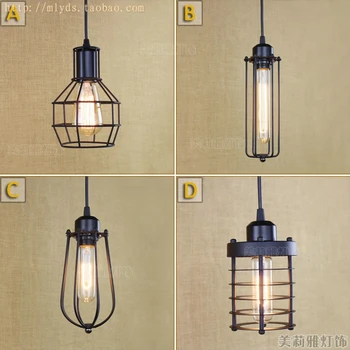 

Vintage Loft Pendant Lights Wrought Iron Retro Edison Hanging Lamp Industrial Bar Living Room Chrome pendant Lamps