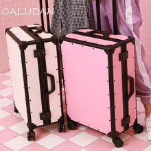 CALUDAN винтажная алюминиевая рама+ сумка для чемодана из ПК, высококачественный багаж на колесах, новая Универсальная походная коробка на колесах, Ретро Чехол на колесиках