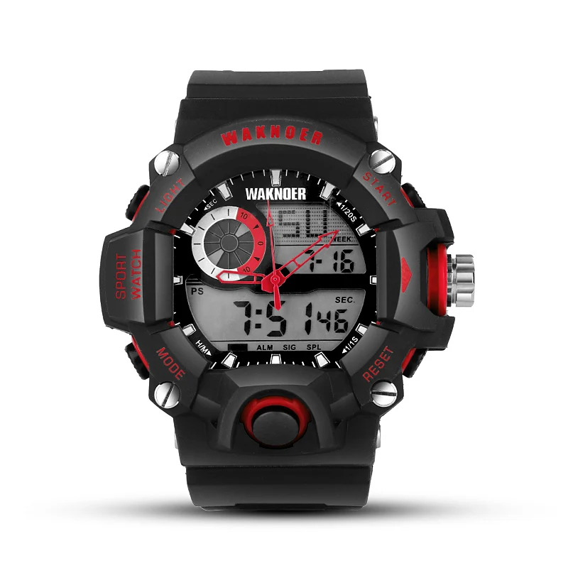 

2019 WAKNOER Top Brand Luxury Men's Watch Men Watch Fashion Dual Display Sport Watch Waterproof Military Watches reloj hombre