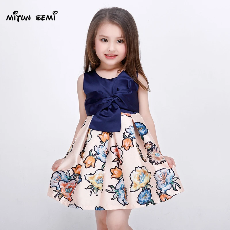 Mitun Brand Printing Dresses Girls Sleeveless Princess Dressbrand