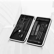 15 шт. машинка для стрижки ногтей из нержавеющей стали, триммер для стрижки ушей, маникюрный набор для педикюра, на палец комплект инструментов для маникюра с чехлом