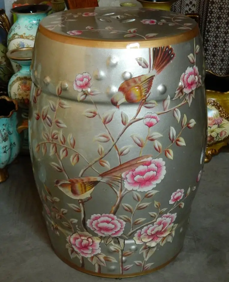 Jingdezhen Indoor ceramic Antique drum porcelain garden stool Glazed hand painted round ceramic ...