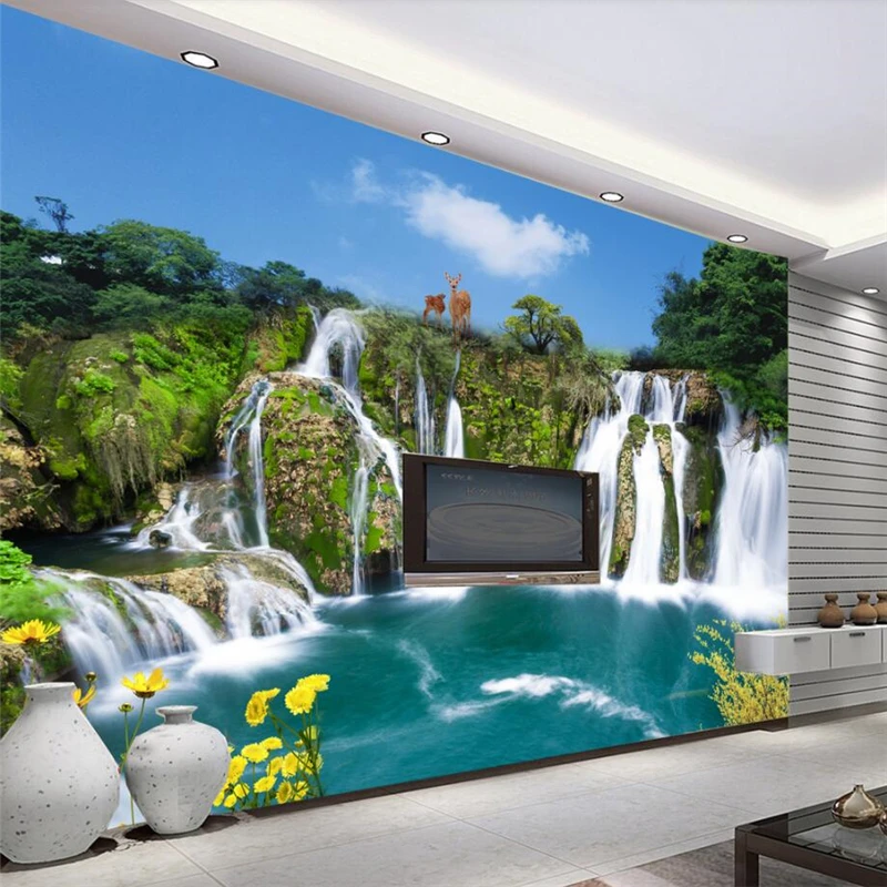 Us 8 85 41 Off Beibehang Wallpaper Custom Living Room Bedroom Sofa Mural Feng Shui Landscape Decorative Painting Background Wall Water Wealth In