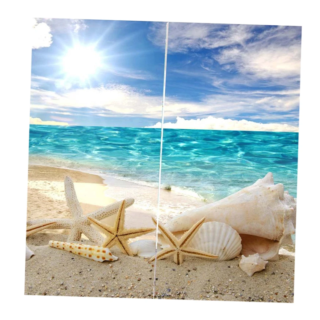1 Pair 3D Digital Photo Print Sea Style Curtains Blackout Window Drapes Home Window Room Decor, 2 Panels/ Set, 59x65inches
