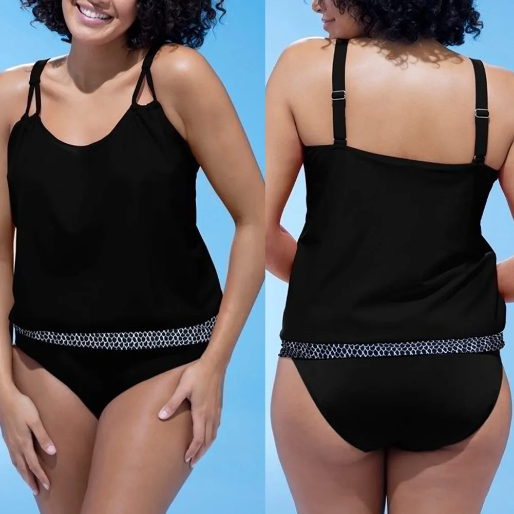 Plus size Black Bikini 2017 Swimwear Women Push-up Black V Neck Swimsuit Bikini Swimwear maillot de bain femme plus-size-black-swimsuit : image Plus size Black Bikini 2017 Swimwear Women Push-up Black V Neck Swimsuit Bikini Swimwear maillot de bain femme plus-size-black-swimsuit