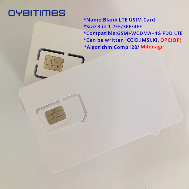 

OYEITIMES 4G Programable Blank SIM Card GSM WCDMA LTE SIM Card 2FF/3FF/4FF With COS ICCID IMSI KI OPC(OP) SIM Card For Operator
