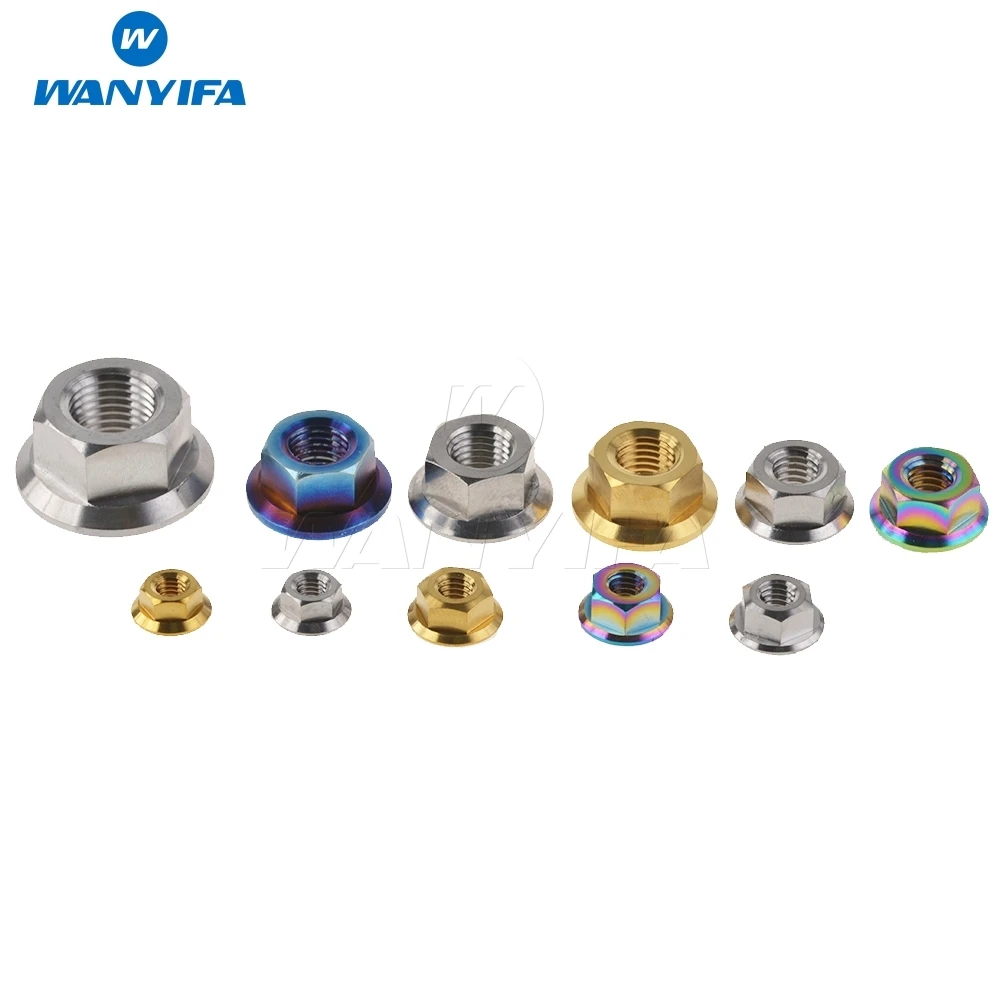 

Wanyifa Titanium Nuts Ti M5 M6 M8 M10 M12 M14 Flange Nut Screws Bolts for Motorcycle Bicycle Bike