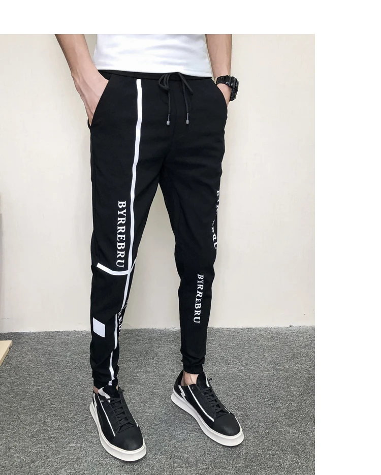 Joggers мужские модные осенние брюки мужские корейские облегающие повседневные шаровары мужские уличные эластичные брюки с буквенным принтом для мужчин 34