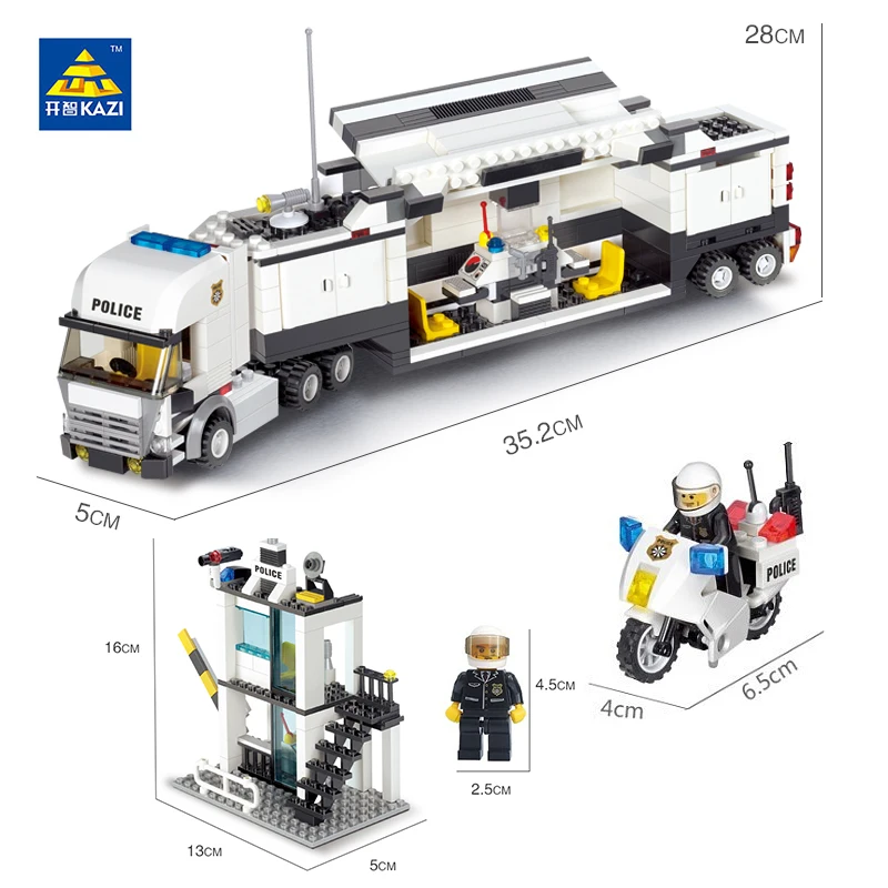 Kazi-Police-Command-Center-Surveillance-Truck-Blocks-511pcs-Bricks-City-Series-Building-Blocks-Sets-Education-Toys