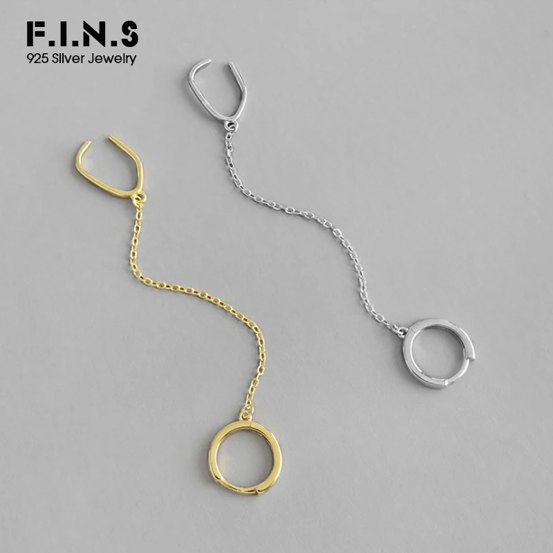 

F.I.N.S Trendy Unique 925 Sterling Silver Single Ear Cuff Korean Style Woman Chain Link Silver Clip on Earrings Fine Jewelry