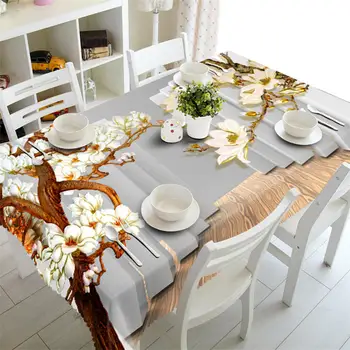 

white tablecloths Waterproof 3D rectangular Table cloth party round table cover customized size FLOWER Cushion cover