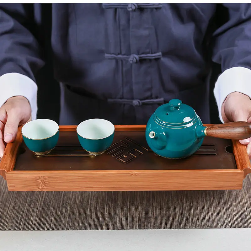  [GRANDNESS] ORIGINAL bamboo tea tray Black Tabletop Chinese Gongfu Tea Serving Bamboo Table Water D