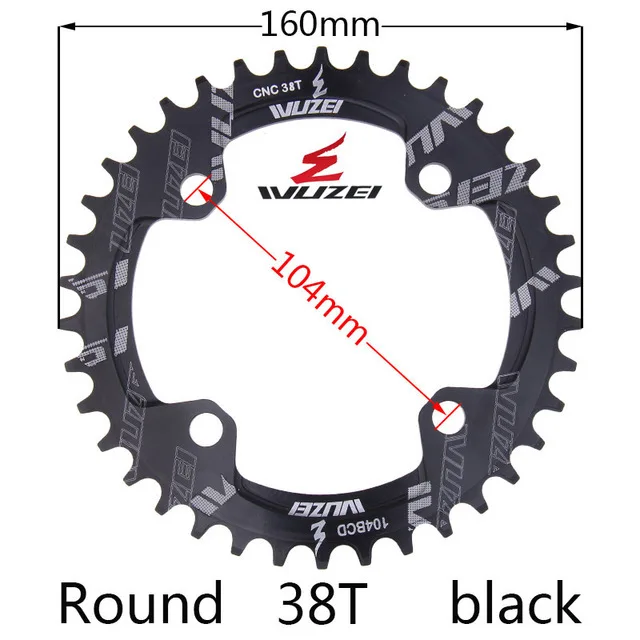 Одна узкая ширина система скорости Crown 104 Bcd 1 Rodada 38 36 34 32 T Mtb 9 10 11 S 1*11 крест кольцо - Цвет: Black 38T Round