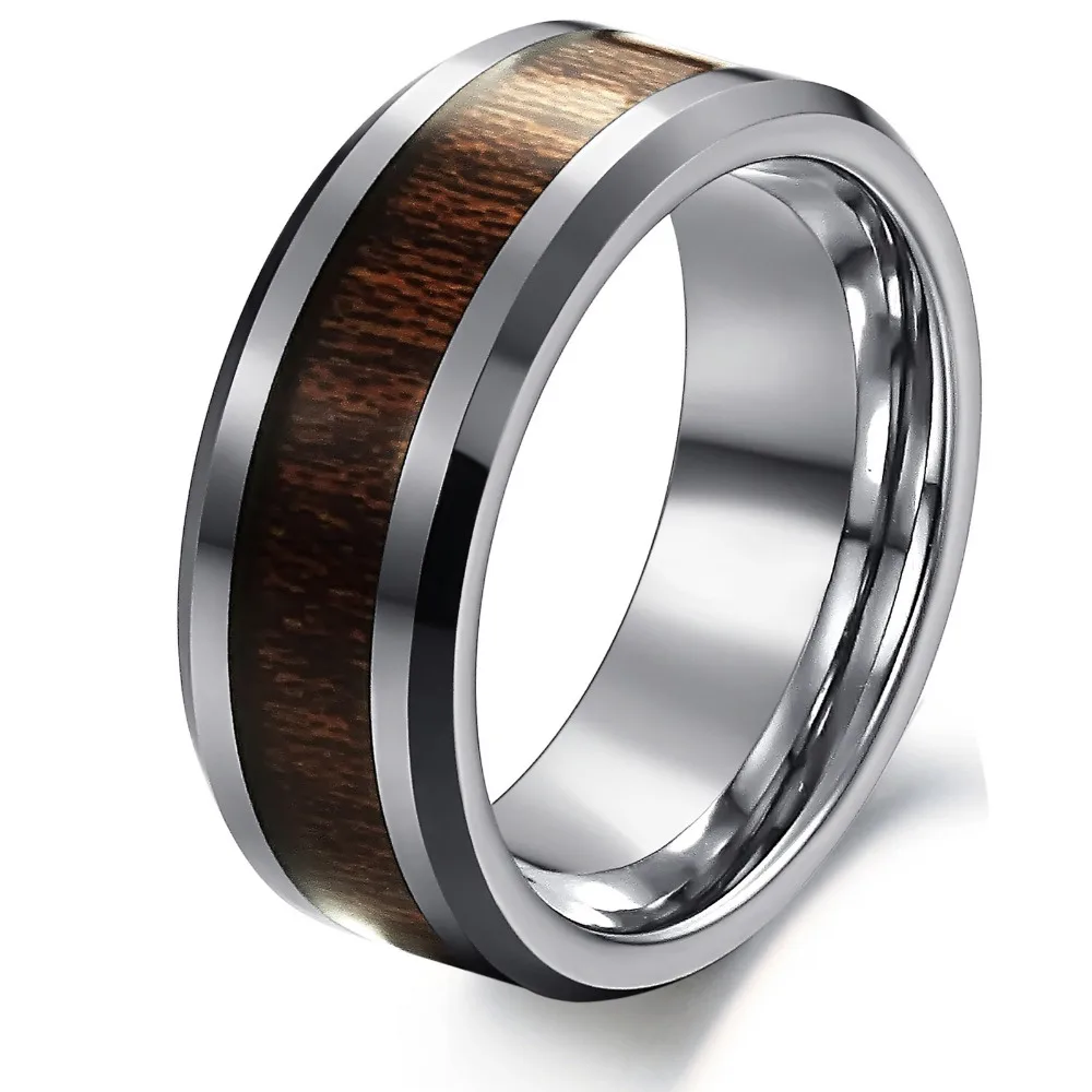 100 Real Tungsten Carbide Ring Men's Wedding Ring Retro Wood Grain