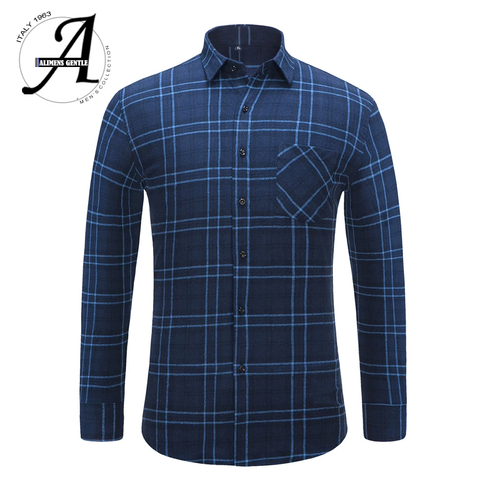 

Alimens Plaid Shirt Men Long Sleeve High Quality 100 Cotton Slim Fit Style Casual Shirts Button Down Flannel Shirts For Men
