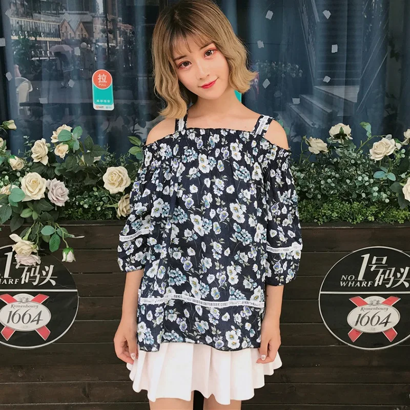 2019 Summer Women Sexy Off Shoulder Chiffon Blouses Fashion Boho Floral Printed Shirts Ladies Casual Half Sleeve Blouse Tops 2019 Summer Women Sexy Off Shoulder Chiffon Blouses Fashion Boho Floral Printed Shirts Ladies Casual Half Sleeve Blouse Tops