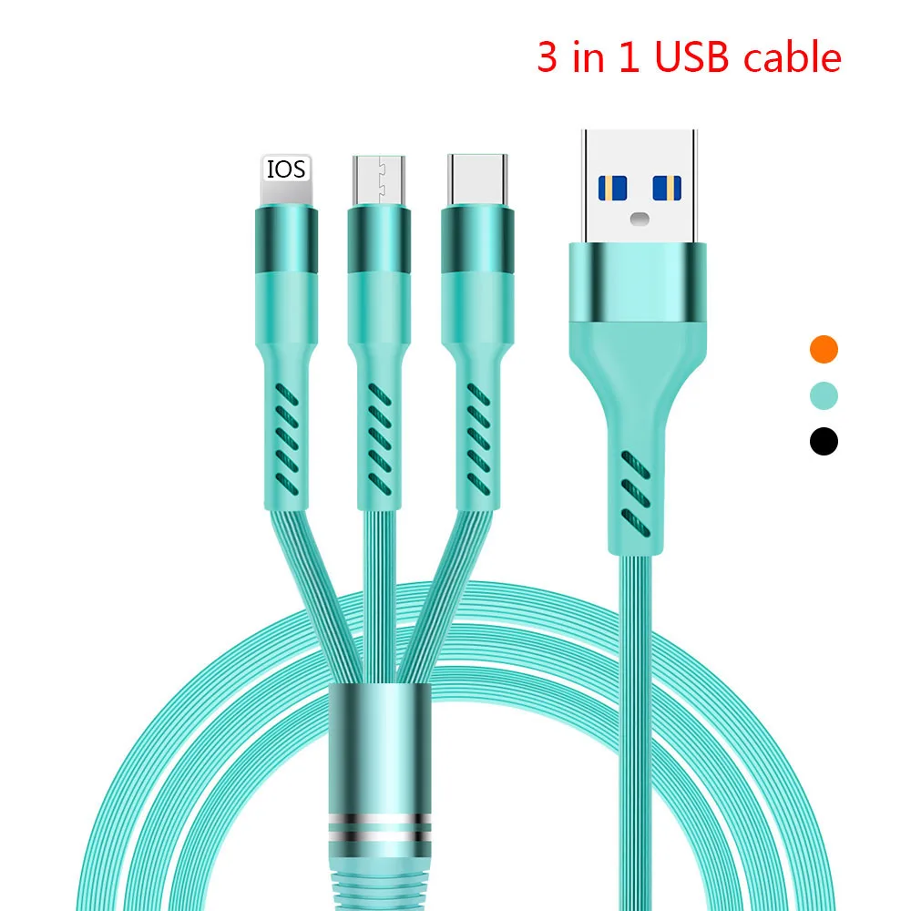 

3 in 1 USB Cable for Phone Micro USB Type C Charger Cable for iPhone Charging Cable Safe fast charging Micro USB Charger Cord