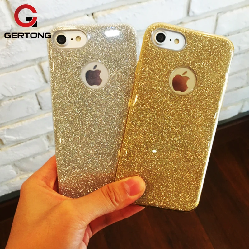 GerTong TPU PE PC Блестящий чехол для телефона для iPhone 7 8 6S 6 Plus X 5S SE 5 S 10 десять Блестящий Золотой Розовый Блестящий чехол