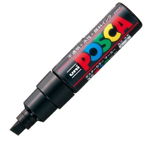 1 шт. Uni Posca Краска Маркер-широкий Tip-8mm PC-8K 15 цветов для рисования краски - Цвет: Черный