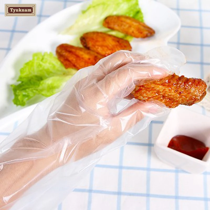 100Pcs Plastic Disposable Food Gloves BBQ Cleaning Gardening Cooking