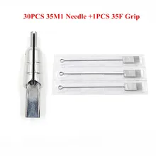 Качественная плоская ручка для татуировки из нержавеющей стали с иглами 30 шт. Стерильная 35M1 Magnum игла для татуировки с 1 шт. 35F ручка для татуировки
