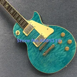 Guitarra Eléctrica Personalizada, Diapasón de Ébano, Incrustaciones de Abulón Reales, Cuerpo Y Cuello de Una Sola Pieza, Tapa de Arce Bilón de Color Bule Burst Guitarra Eléctrica Personalizada, Diapasón de Ébano, Incrustaciones de Abulón Reales, Cuerpo Y Cuello de Una Sola Pieza, Tapa de Arce Bilón de Color Bule Burst