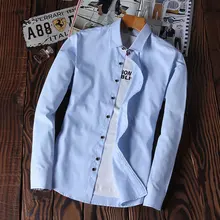 Высокое качество Рубашки для мальчиков Для мужчин брендовая одежда одноцветное Рубашки для мальчиков Для мужчин Хлопковое платье с длинными рукавами Рубашки для мальчиков весна Повседневное Camisas Masculina ts-218