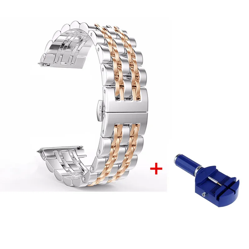 With Band Tool 22 мм 20 мм ремешок для часов из нержавеющей стали для samsung Galaxy Watch 46 мм 42 мм Active gear S3 S2 Classic/Frontier Band для Amazfit Bip - Цвет ремешка: With Band Tool