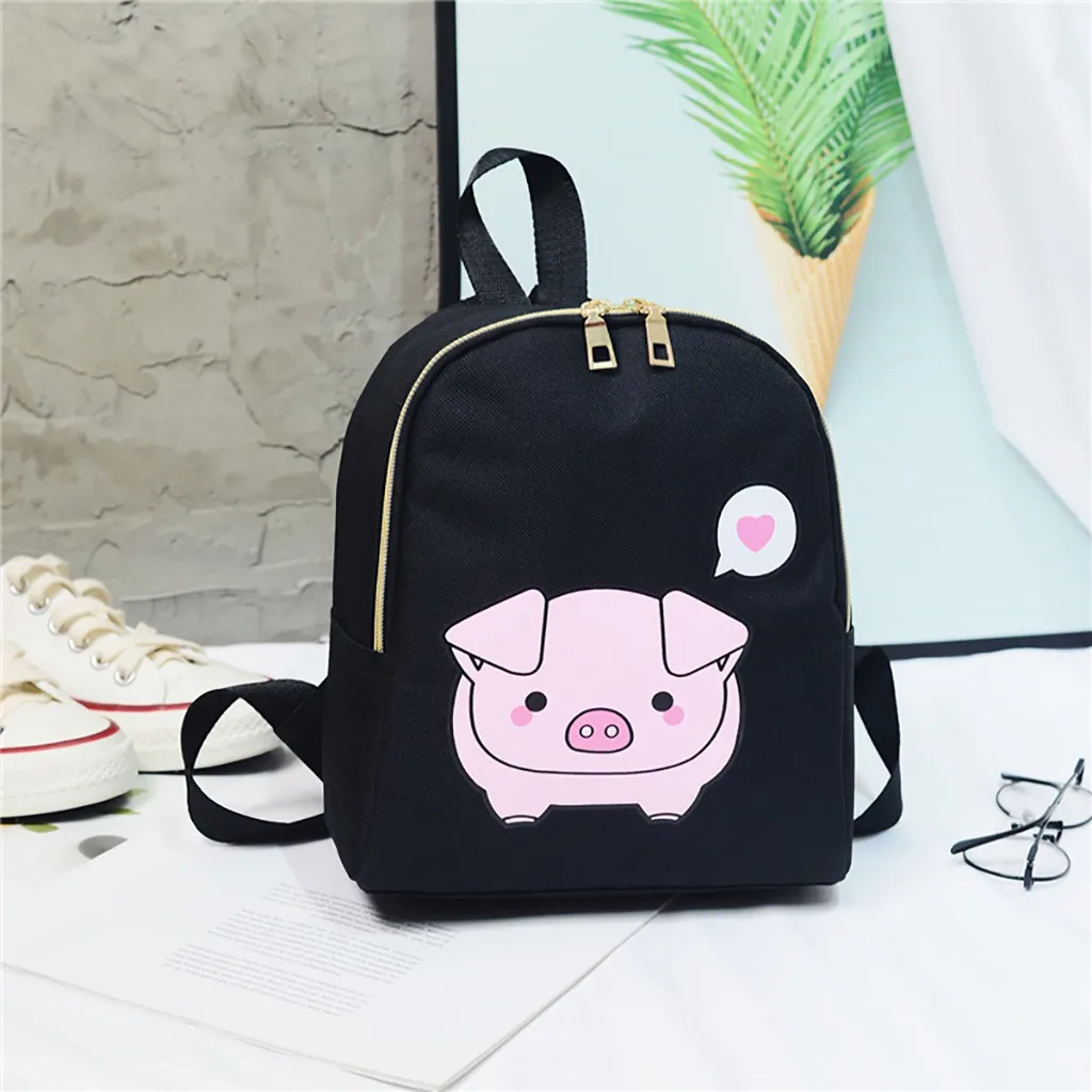 Las mujeres moda desenfadada mochila de viaje estudiante bolsas para la Escuela de las niñas adolescentes lindo Piggy impresión mochila Mini mujeres #20