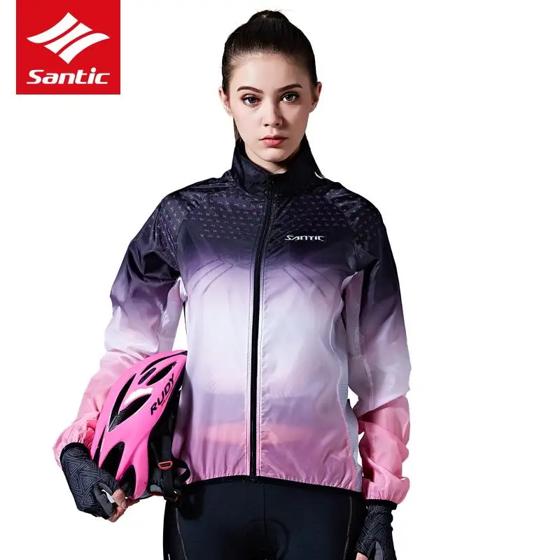 Santic Велоспорт Джерси кожи пальто для мужчин и женщин ветрозащитные водонепроницаемые куртки Защита от солнца UPF40+ маленький Дождь одежда для езды на велосипеде - Цвет: Фиолетовый
