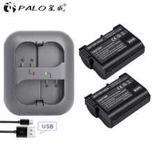 PALO 2pcs аккумулятор камеры EN-EL15 enel15 el15 цифровой аккумулятор для Nikon D500, D600, D610, D750 D7000, D7100, D7200 с зарядным устройством