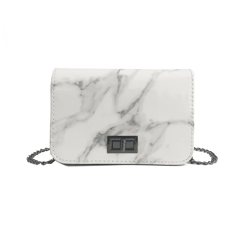 

Women Marble Pattern Shoulder Bag Designer Handbags High Quality Lock Buckle Wild Messenger Small Square Bag Chain white bag