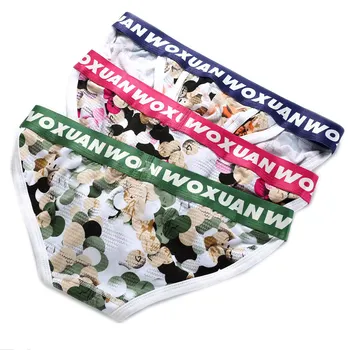

Wholesale Men's Mini Underwear Briefs 3pcs/lot Men Sexy Printing Bulge Pouch Jockstrap Triangle Panties Breathable Underpants