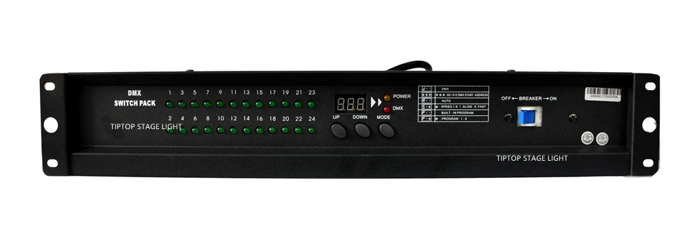 TIPTOP 24CH DMX Мощность переключатель пакет с плавким предохранителем с автоматическим выключателем и защитой DMX512 Управление Питание 12A