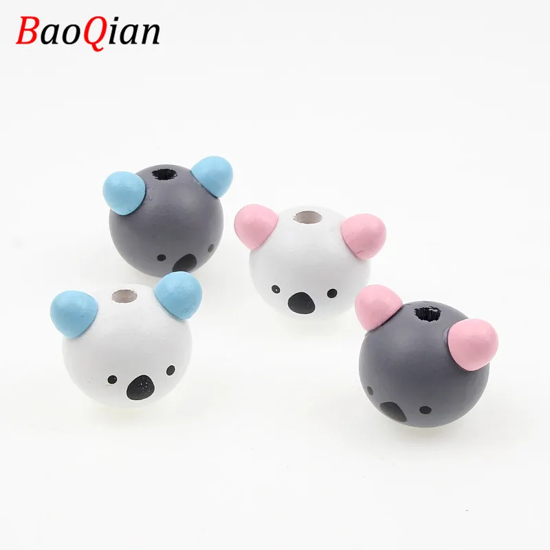 

DIY 5Pcs Mixed 3D Bear Cartoon Wood Beads For Jewelry Making Children Creative Handmade Necklace Bracelet Beaded