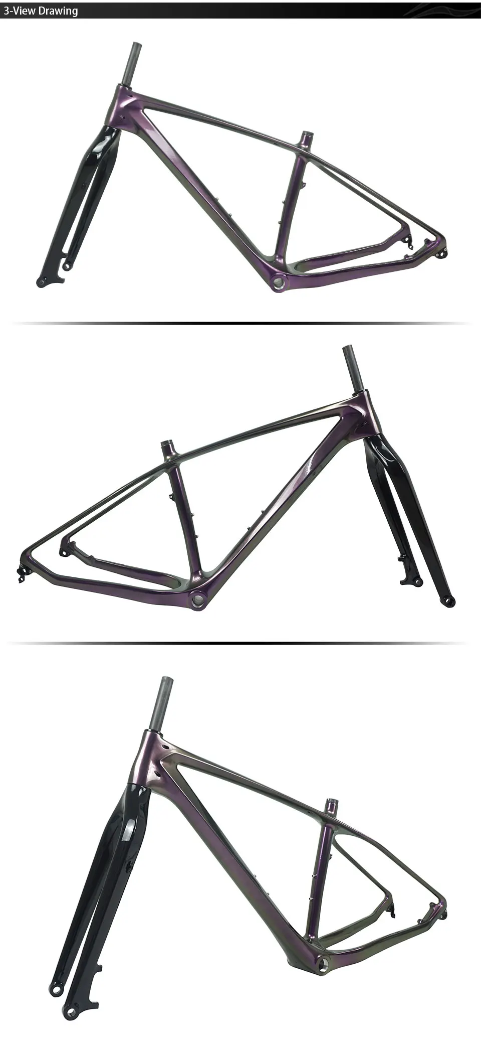 Customized Carbon fat bike Frames 26er 16/18/20inch Carbon mtb Frame 26'' BSA snow Bike Bicycle Frameset Max Load 250kg