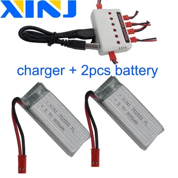 

XINJ Charger+2pcs 3.7V 800 mAh 25C Lithium Polymer Rechargeable battery for JJRC H11C H11D RC Quadcopter Drone 752555