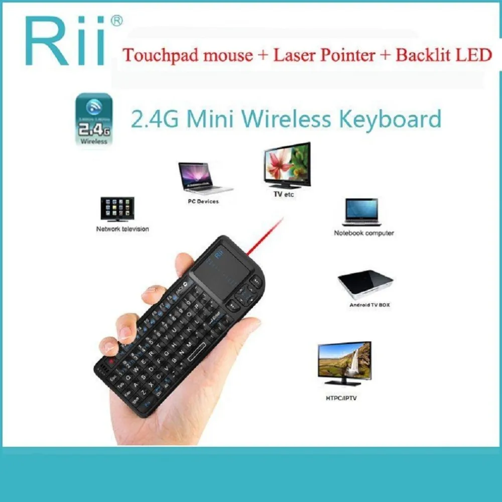 

Rii V3 Wireless Keyboard 2.4G RF Touchpad With LED Backlight Laser Pointer Combo Handheld for presentations gaming Smart TV