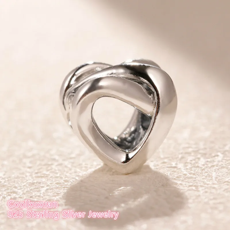 

2019 Mother's Day Original 100% 925 Sterling Silver Knotted Heart Charm beads Fits Pandora bracelets Jewelry Making