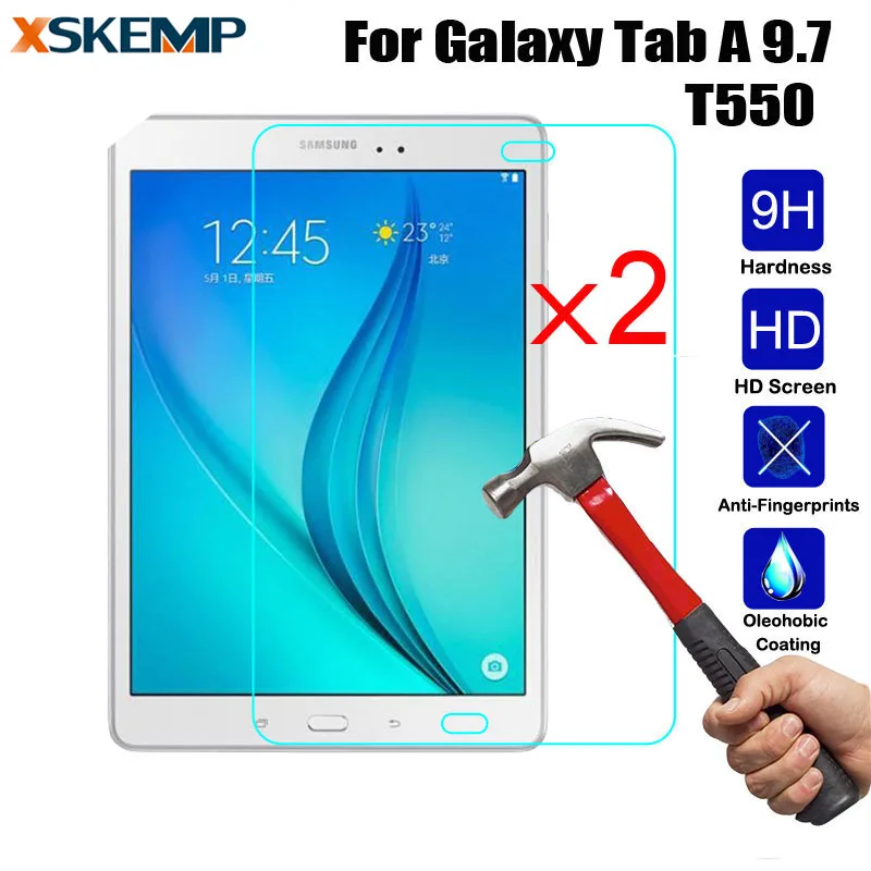 

2Pcs 9H Tablet Explosion Proof Tempered Glass For Samsung Galaxy Tab A 9.7 T550 T551 T555 Screen Protector Protective Guard Film
