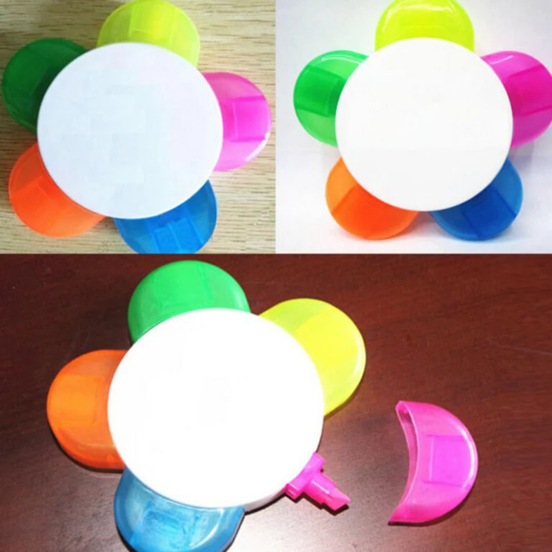 

New 5pcs/lot Creative Flower Shape Color Highlighter Pen Mark Pens Promotion Gift Fashion Office School Writing Colored Pen