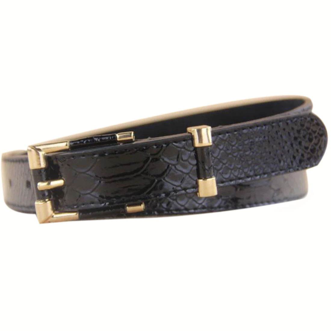 Women Belts Fashion Crocodile Punk Thin Waist Belt Black Red Trench Female Genuine Leather Strap